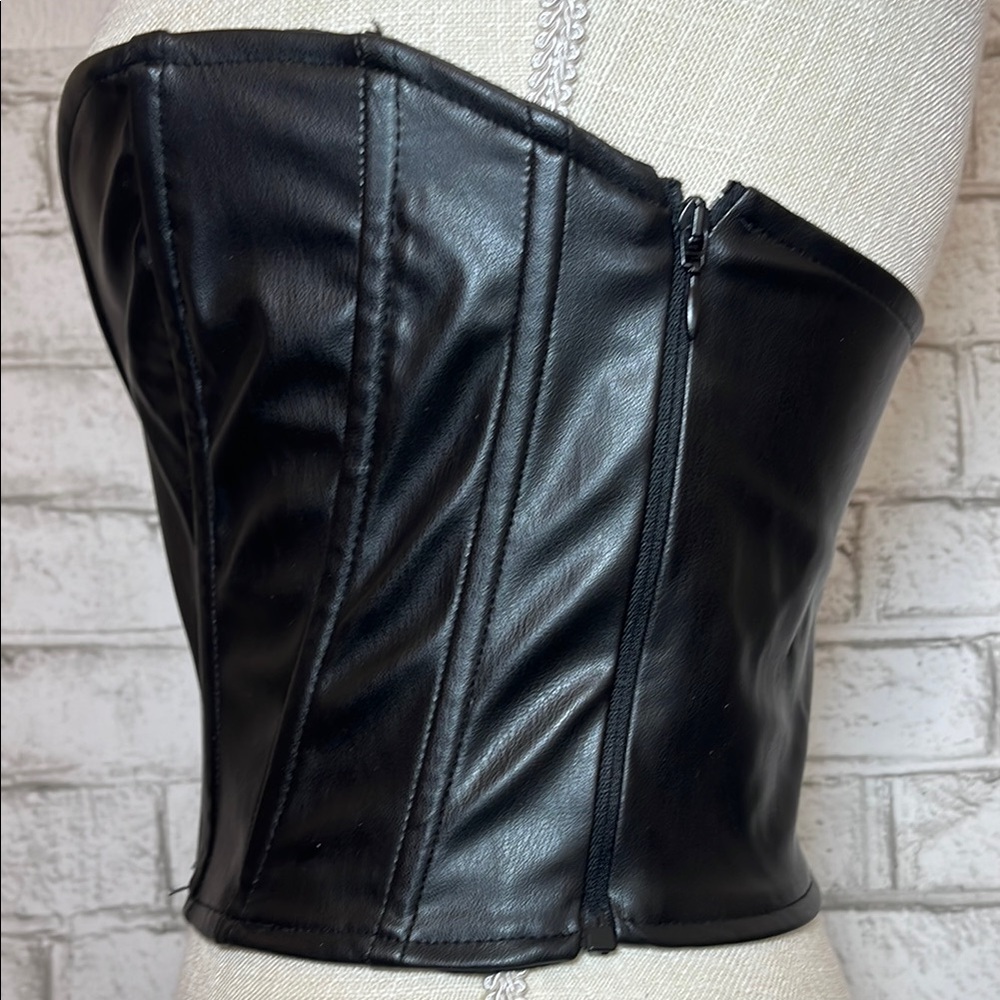 Zara Black Faux Leather Bustier Top - Picture 5 of 12